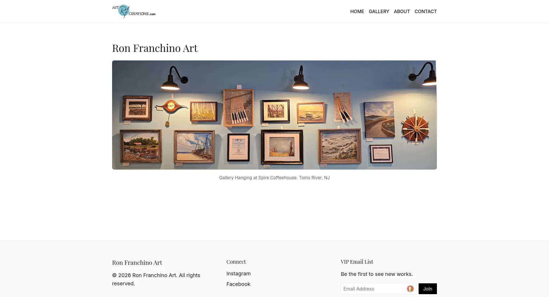 Screenshot of the Artrfcreations website